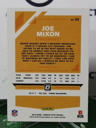 2019 PANINI DONRUSS OPTIC JOE MIXON # 22 NFL CINCINNATI BENGALS  GRIDIRON CARD