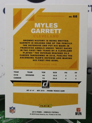 2019 PANINI DONRUSS MYLES GARRETT # 68 NFL CLEVELAND BROWNS  GRIDIRON CARD