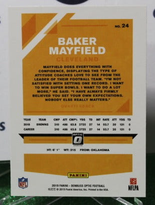 2019 PANINI DONRUSS OPTIC BAKER MAYFIELD # 24 NFL CLEVELAND BROWNS  GRIDIRON CARD