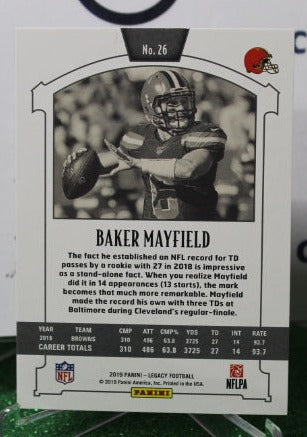 2019 PANINI LEGACY BAKER MAYFIELD # 26 NFL CLEVELAND BROWNS  GRIDIRON CARD