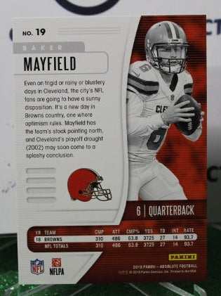 2019 PANINI ABSOLUTE BAKER MAYFIELD # 19 NFL CLEVELAND BROWNS  GRIDIRON CARD