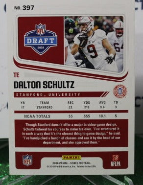 2018 PANINI SCORE DALTON SCHULTZ # 397 DRAFT ROOKIE NFL DALLAS COWBOYS GRIDIRON CARD