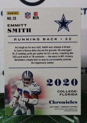 2020 PANINI CHRONICLES EMMITT SMITH # 28 NFL DALLAS COWBOYS GRIDIRON CARD