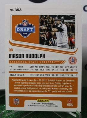 2018 PANINI SCORE MASON RUDOLPH # 353 DRAFT ROOKIE NFL DALLAS COWBOYS GRIDIRON CARD