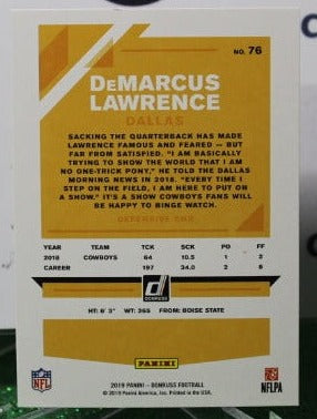 2019 PANINI DONRUSS DeMARCUS LAWRENCE # 76 NFL DALLAS COWBOYS GRIDIRON CARD