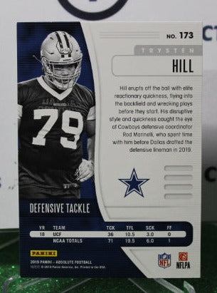 2019 PANINI ABSOLUTE TRYSTEN HILL  # 173 ROOKIE FOIL NFL DALLAS COWBOYS GRIDIRON CARD