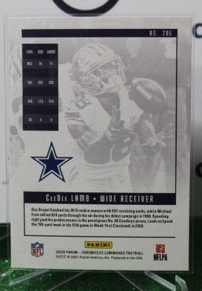 2020 PANINI CHRONICLES LUMINANCE CEEDEE LAMB # 206 ROOKIE NFL DALLAS COWBOYS GRIDIRON CARD