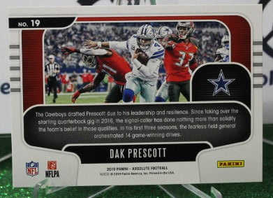 2019 PANINI ABSOLUTE DAK PRESCOTT # 19 RED ZONE NFL DALLAS COWBOYS GRIDIRON CARD