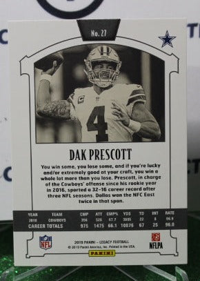 2019 PANINI LEGACY DAK PRESCOTT # 27 NFL DALLAS COWBOYS GRIDIRON CARD