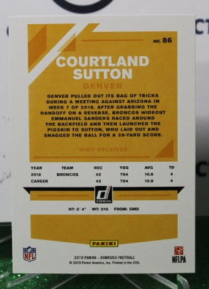 2019 PANINI DONRUSS COURTLAND SUTTON # 86 NFL DENVER BRONCOS GRIDIRON CARD