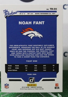 2019 PANINI DONRUSS NOAH FANT # TR-20 ROOKIE FOIL NFL DENVER BRONCOS GRIDIRON CARD