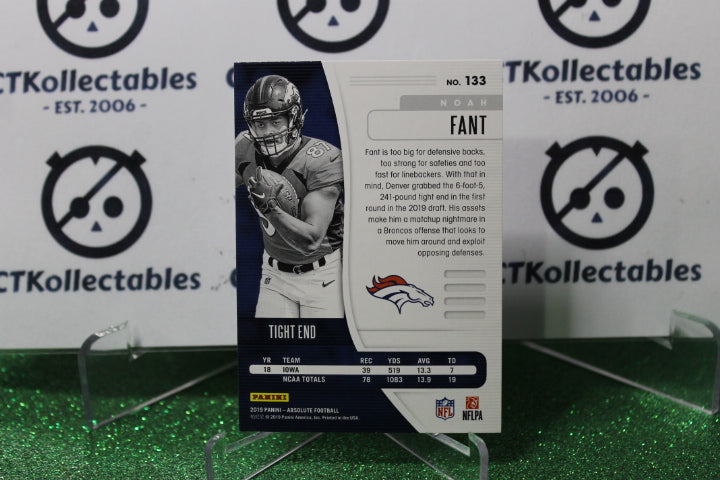 2019 PANINI ABSOLUTE NOAH FANT # 133 ROOKIE FOIL NFL DENVER BRONCOS GRIDIRON CARD