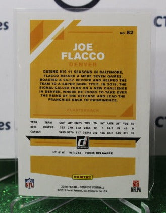 2019 PANINI DONRUSS JOE FLACCO # 82 NFL PURPLE 14 /84 DENVER BRONCOS GRIDIRON CARD