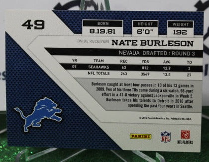 2010 PANINI THREADS NATE BURLESON # 49 NFL DETROIT LIONS GRIDIRON CARD