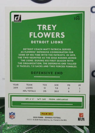 2020 PANINI DONRUSS TREY FLOWERS # 100 NFL DETROIT LIONS GRIDIRON CARD