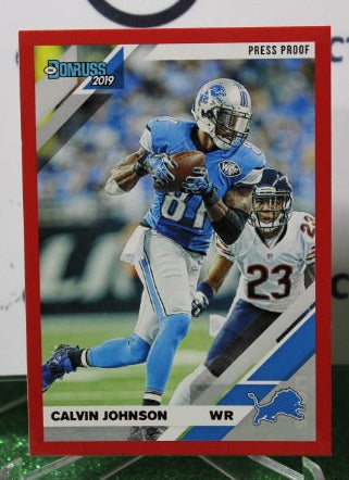 2019 PANINI DONRUSS CALVIN JOHNSON # 97 PRESS PROOF RED  NFL DETROIT LIONS GRIDIRON CARD