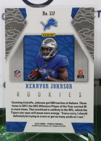 2018 PANINI PHOENIX KERRYON JOHNSON # 117 ROOKIE YELLOW /75 NFL DETROIT LIONS GRIDIRON CARD