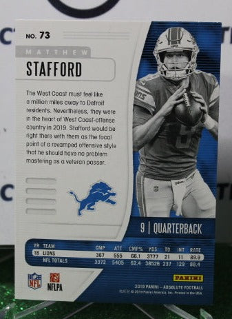 2019 PANINI ABSOLUTE MATTHEW STAFFORD # 73 NFL DETROIT LIONS GRIDIRON CARD