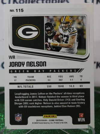 2018 PANINI SCORE JORDY NELSON # 115 NFL GREEN BAY PACKERS GRIDIRON  CARD