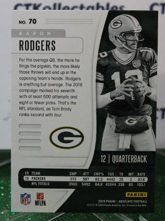 2019 PANINI ABSOLUTE AARON RODGERS # 70 NFL GREEN BAY PACKERS GRIDIRON  CARD