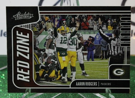 2019 PANINI ABSOLUTE AARON RODGERS # 18 RED ZONE NFL GREEN BAY PACKERS GRIDIRON  CARD