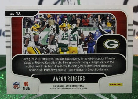 2019 PANINI ABSOLUTE AARON RODGERS # 18 RED ZONE NFL GREEN BAY PACKERS GRIDIRON  CARD