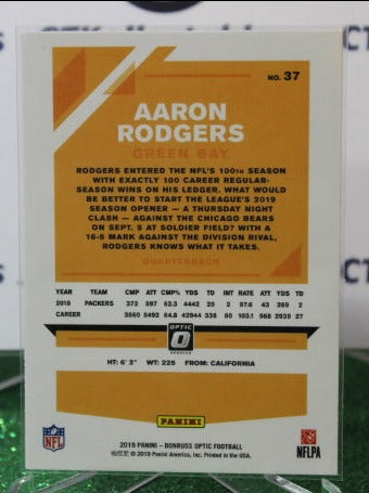 2019 PANINI DONRUSS OPTIC AARON RODGERS # 37 NFL GREEN BAY PACKERS GRIDIRON  CARD