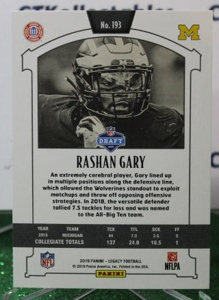 2019 PANINI LEGACY RASHAN GARY # 193 DRAFT ROOKIE NFL GREEN BAY PACKERS GRIDIRON  CARD