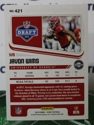 2018 PANINI SCORE JAVON WIMS # 421 DRAFT ROOKIE NFL GREEN BAY PACKERS GRIDIRON  CARD
