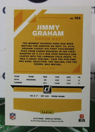 2019 PANINI DONRUSS JIMMY GRAHAM # 102 PURPLE 140/500 NFL GREEN BAY PACKERS GRIDIRON  CARD