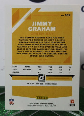 2019 PANINI DONRUSS JIMMY GRAHAM # 102 NFL GREEN BAY PACKERS GRIDIRON  CARD
