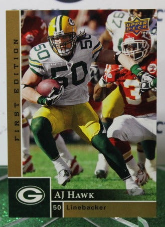 2009 UPPER DECK AJ HAWK # 53 GOLD NFL GREEN BAY PACKERS GRIDIRON  CARD