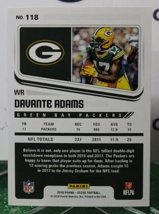 2018 PANINI SCORE DAVANTE ADAMS # 118 NFL GREEN BAY PACKERS GRIDIRON  CARD