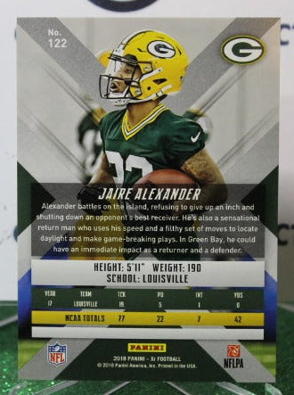 2018 PANINI XR  JAIRE ALEXANDER # 122 ROOKIE (BOTTOM WEARING) NFL GREEN BAY PACKERS GRIDIRON  CARD