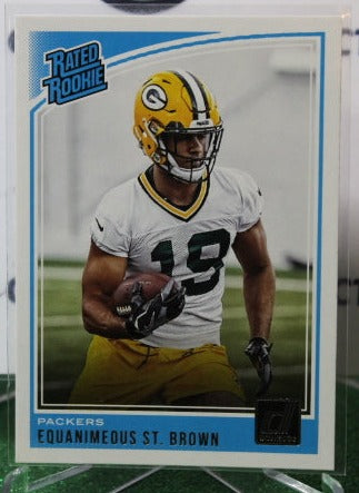 2018 PANINI DONRUSS EQUANIMEOUS ST. BROWN # 343 RATED ROOKIE NFL GREEN BAY PACKERS GRIDIRON  CARD