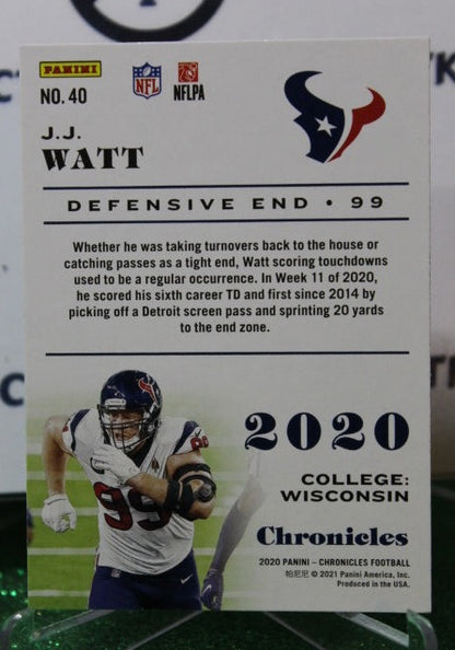 2020 PANINI CHRONICLES J.J. WATT # 40  NFL HOUSTON TEXANS GRIDIRON  CARD