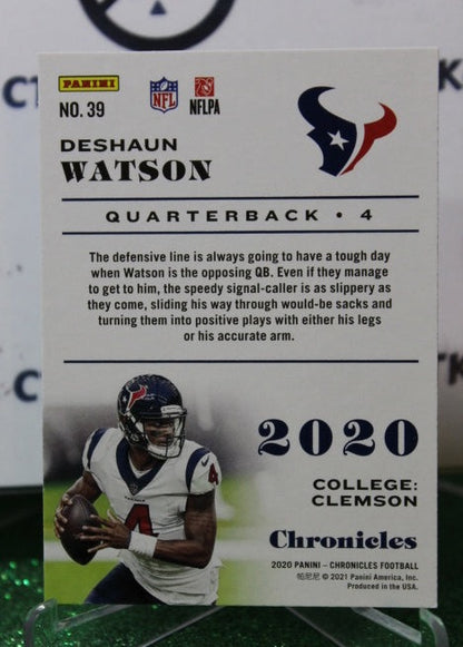 2020 PANINI CHRONICLES DESHAUN WATSON # 39  NFL HOUSTON TEXANS GRIDIRON  CARD