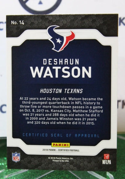 2018 PANINI CERTIFIED DESHAUN WATSON # 14 NFL HOUSTON TEXANS GRIDIRON  CARD