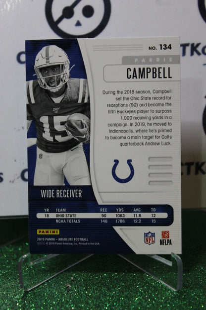 2019 PANINI ABSOLUTE PARRIS CAMPBELL # 134 ROOKIE GREEN NFL INDIANAPOLIS COLTS GRIDIRON  CARD