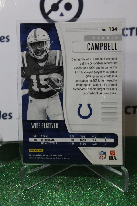 2019 PANINI ABSOLUTE PARRIS CAMPBELL # 134 ROOKIE NFL INDIANAPOLIS COLTS GRIDIRON  CARD