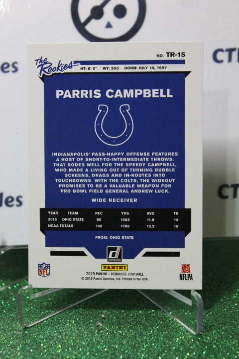 2019 PANINI DONRUSS PARRIS CAMPBELL # TR-15 ROOKIE  NFL INDIANAPOLIS COLTS GRIDIRON  CARD