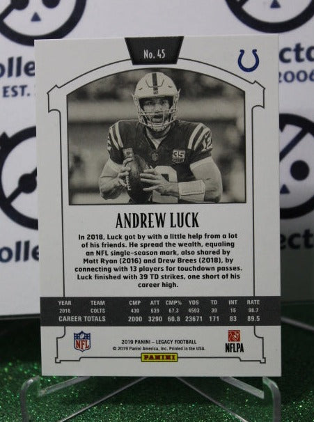 2019 PANINI LEGACY ANDREW LUCK # 45 NFL INDIANAPOLIS COLTS GRIDIRON  CARD