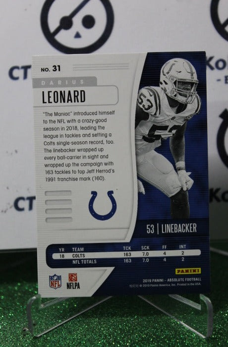 2019 PANINI ABSOLUTE DARIUS LEONARD # 31 NFL INDIANAPOLIS COLTS GRIDIRON  CARD