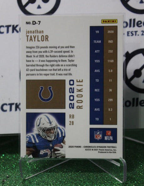 2020 PANINI CHRONICLES DYNAGON JONATHAN TAYLOR # D-7 ROOKIE NFL INDIANAPOLIS COLTS GRIDIRON  CARD