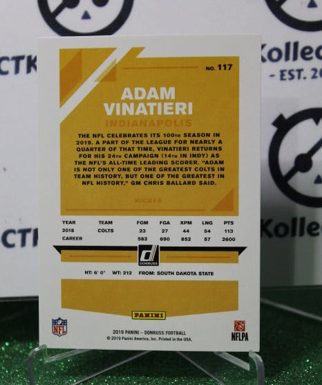 2019 PANINI DONRUSS ADAM VINATIERI # 117 NFL INDIANAPOLIS COLTS GRIDIRON  CARD