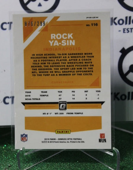 2019 PANINI DONRUSS OPTIC ROCK YA-SIN # 116 ROOKIE 076/299 BLUE NFL INDIANAPOLIS COLTS GRIDIRON CARD