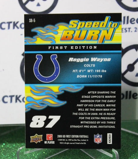 2009 UPPER DECK REGGIE WAYNE # SB-5 SPEED TO BURN NFL INDIANAPOLIS COLTS GRIDIRON  CARD