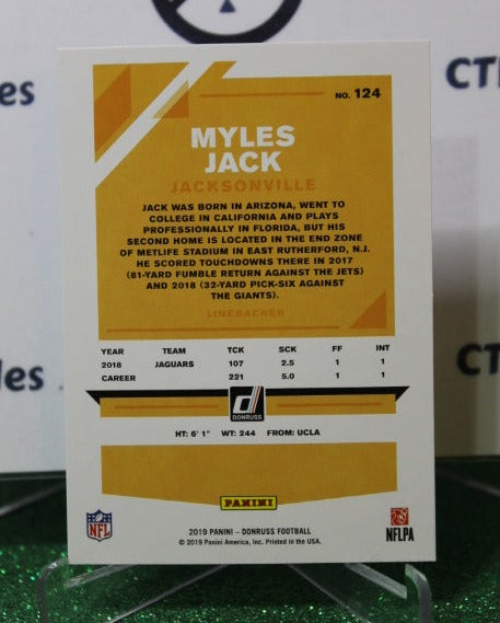 2019 PANINI DONRUSS MYLES JACK # 124 NFL JACKSONVILLE JAGUARS GRIDIRON  CARD