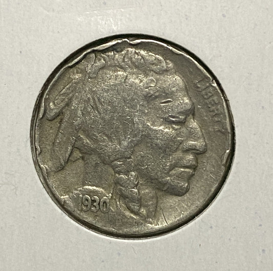 UNITED STATES BUFFALO NICKEL 1930 G/VG 5 CENT COIN