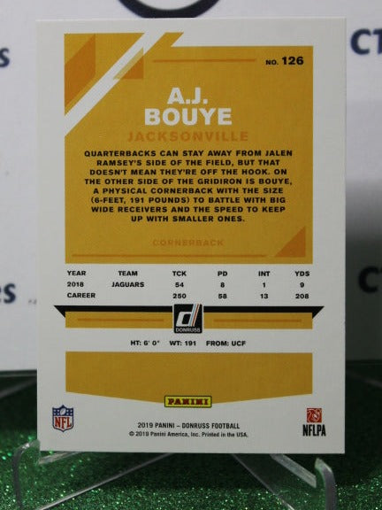 2019 PANINI DONRUSS A.J. BOUYE # 126 NFL JACKSONVILLE JAGUARS GRIDIRON  CARD